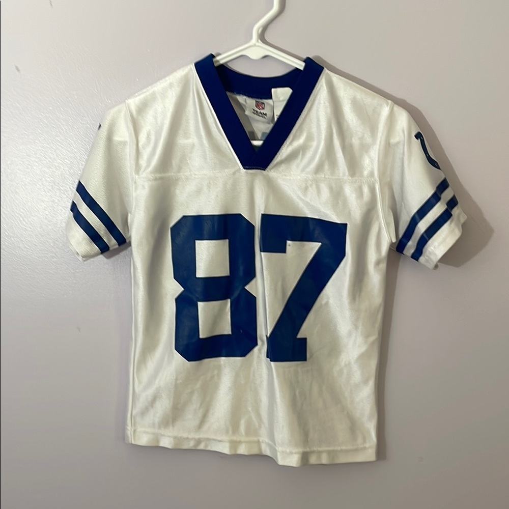 Kids Colts Reggie Wayne #87 White and Blue Sports Jersey